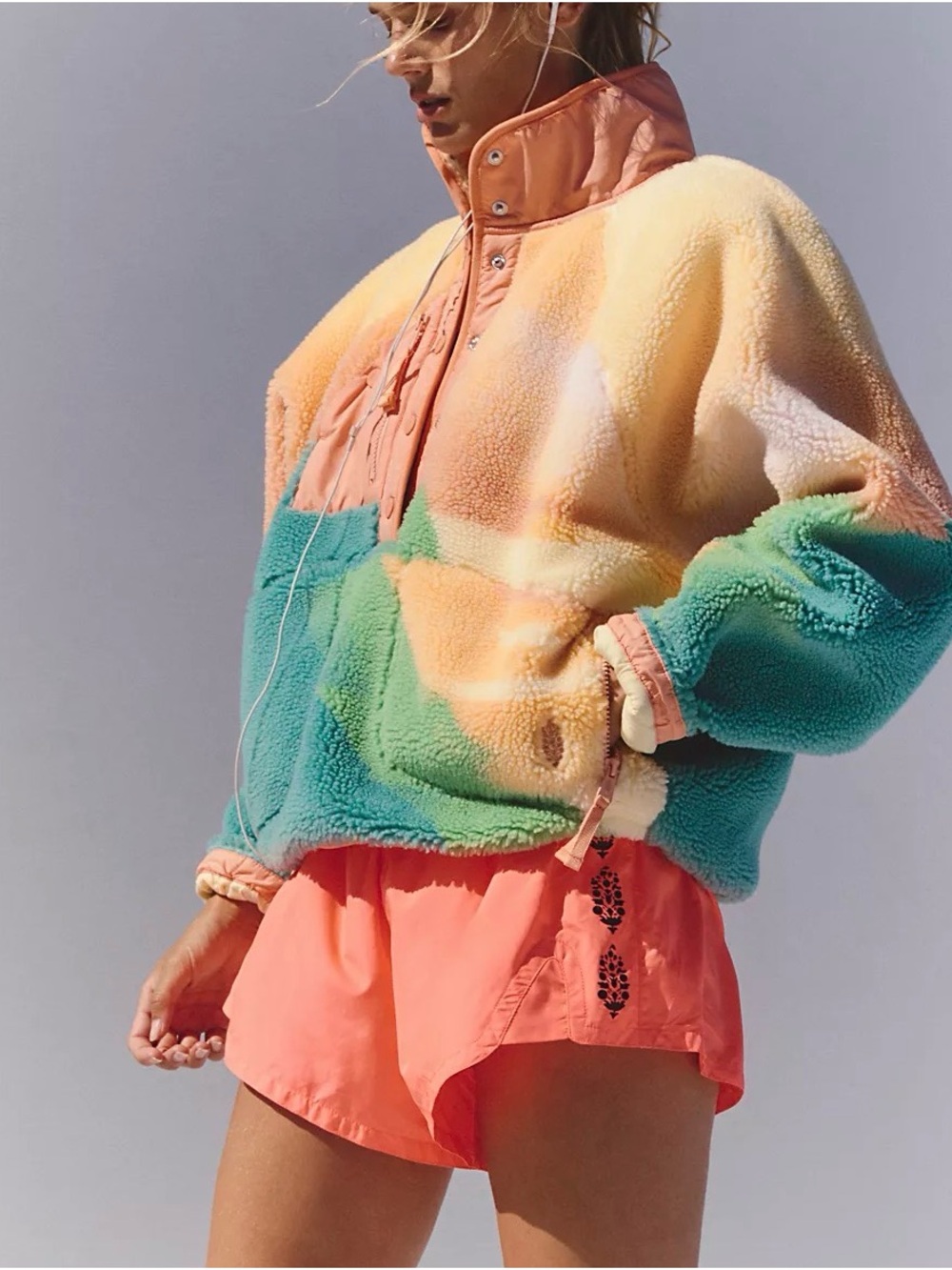 Free People Multicolor Sherpa Pullover Jacket - Pink, Purple, Peach - Picture 15 of 16